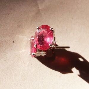 Natural Ruby Red Oval 925 Sterling Silver 2.5TCW Studs